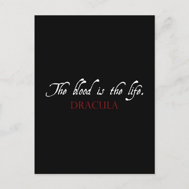 Dracula-Zitat: Das Blut ist das Leben Postkarte (Vorderseite)