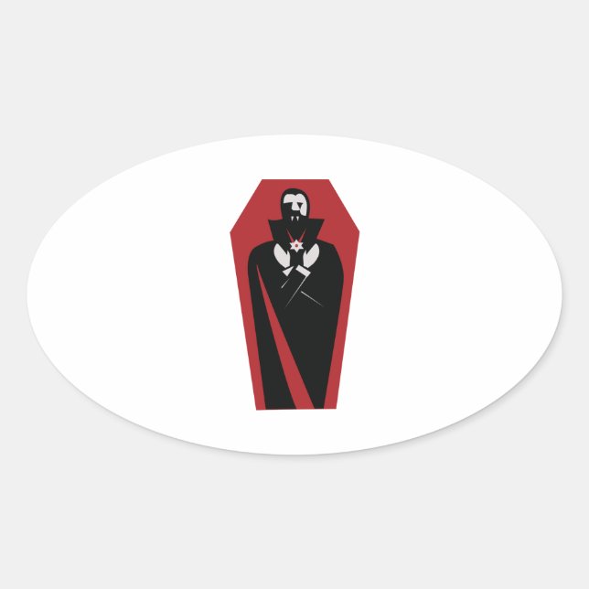 Draculas Coffin Ovaler Aufkleber (Vorderseite)