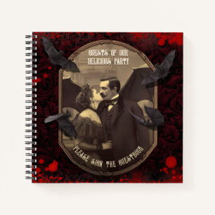 Draculas Kuss viktorianisches Halloween-Gästebuch Notizbuch