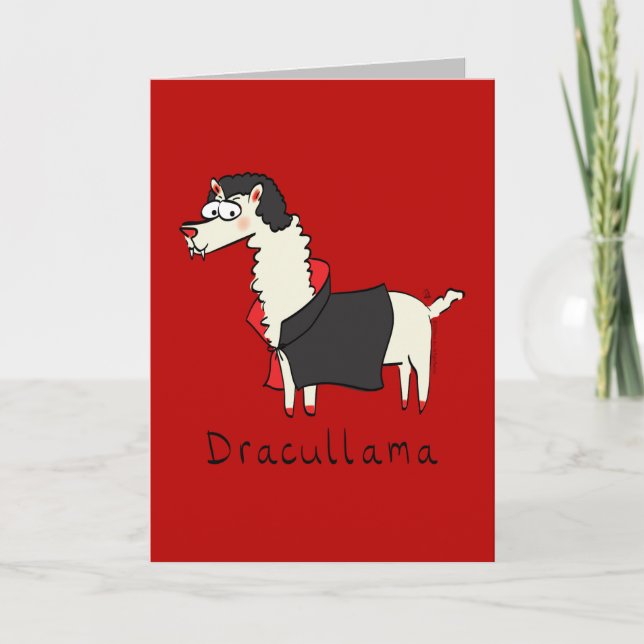 Dracullama - Funny Halloween Llama Grußkarte Karte (Vorderseite)