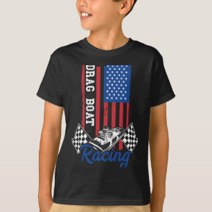 Drag-Bootsrennen Amerika USA-Flagge Booter Motor T-Shirt