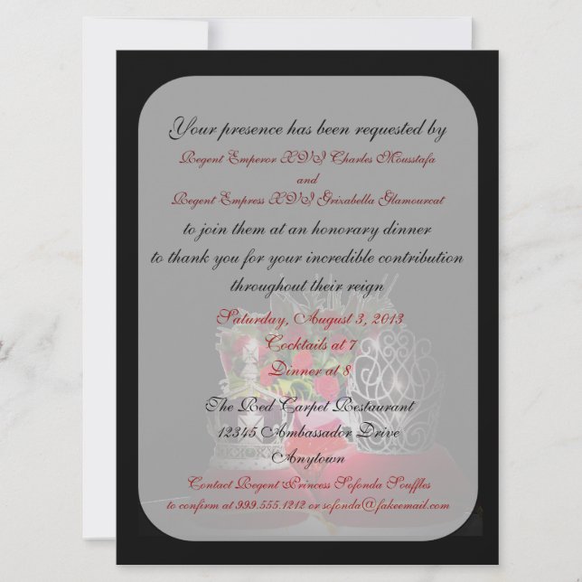 Drag Kaiser und Kaiserin zu Ehrenessen einladen Einladung (Vorderseite)