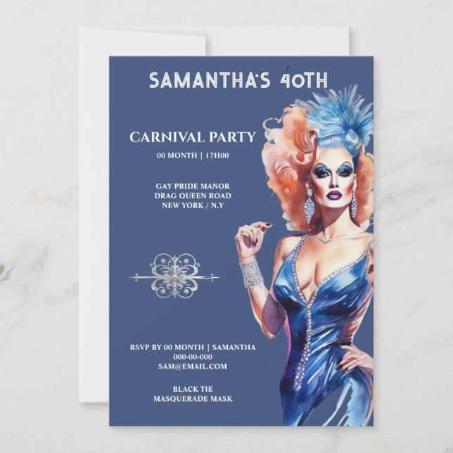 Drag Queen lgbtq Karneval Festival Gglitz Einladung (Vorderseite)