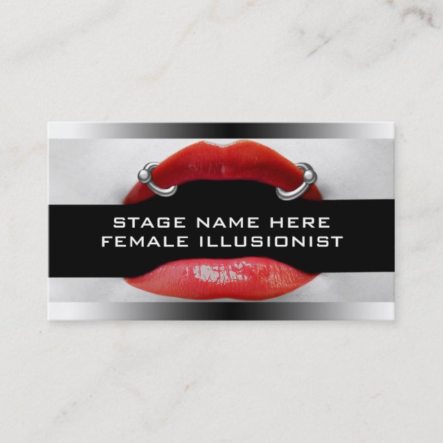 Drag Queen Piercing Red Lips Business Cards Visitenkarte (Vorderseite)