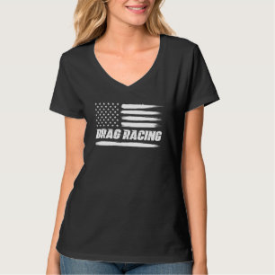 Drag Racing American Flag Drag Racer Race Car Lov T-Shirt