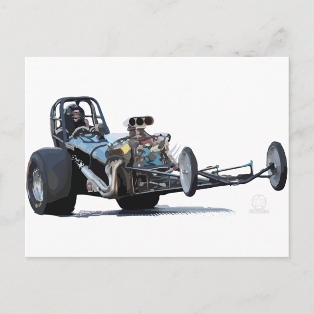 Drag Racing und Vintage Dragster Postkarte (Vorderseite)