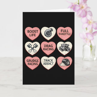 Drag Racing Valentine Candy Hearts Karte