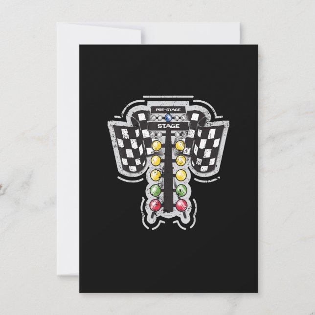 Drag Racing Weihnachtsbaum Lights Ziehen Racing T  Einladung (Vorderseite)