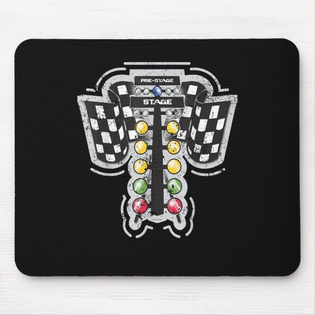 Drag Racing Weihnachtsbaum Lights Ziehen Racing T  Mousepad (Vorne)