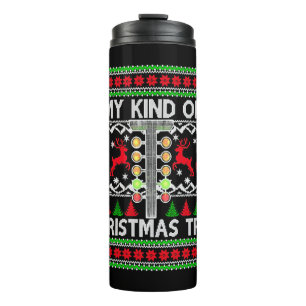 Drag Racing Weihnachtsbaum Ugly Xmas Sweater Thermosbecher