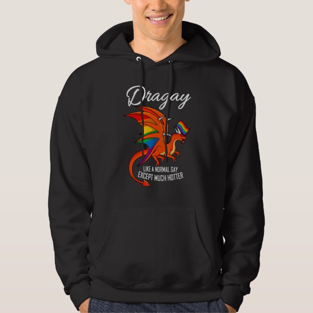 Dragay Normal Gay Except Hotter Rainbow Dragon LGB Hoodie (Vorderseite)