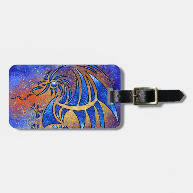 Dragissous V1 - blauer Drache Gepäckanhänger (Vorderseite horizontal)