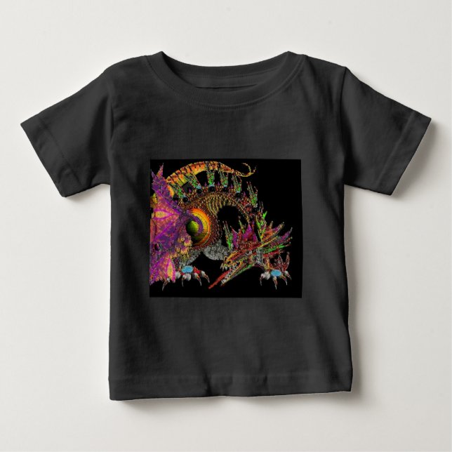 DRAGO/FANTASY-DRAGON IN GOLD LILA UND SCHWARZ BABY T-SHIRT (Vorderseite)