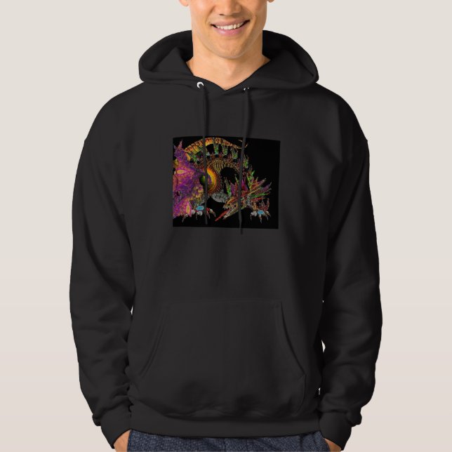 DRAGO/FANTASY-DRAGON IN GOLD LILA UND SCHWARZ HOODIE (Vorderseite)