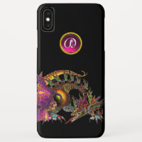 DRAGO, FANTASY DRAGON, PINK LILA GEMSTONE MONOGRAM