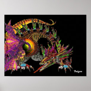 DRAGO/FANTASY GOLD DRAGON IN LILA UND SCHWARZ POSTER