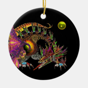 DRAGO-Gelbes Topaz-Monogramm Keramikornament