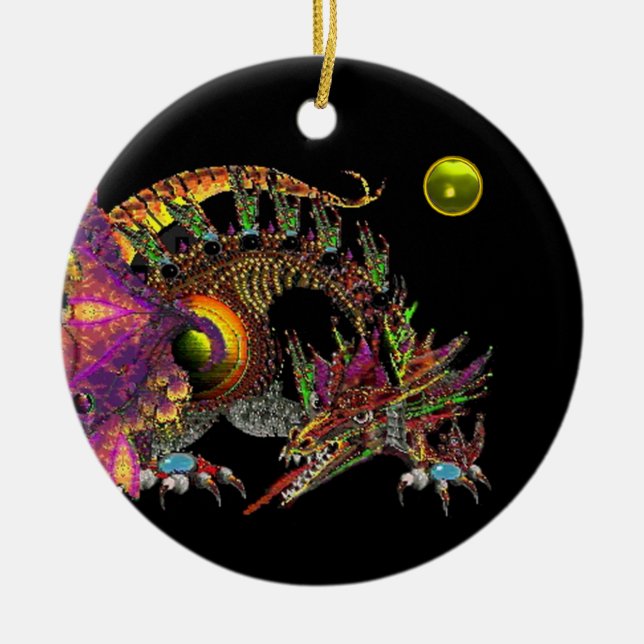 DRAGO-Gelbes Topaz-Monogramm Keramikornament (Vorne)