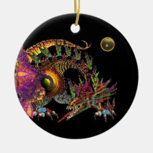 DRAGO Gray Agate Monogram Keramik Ornament