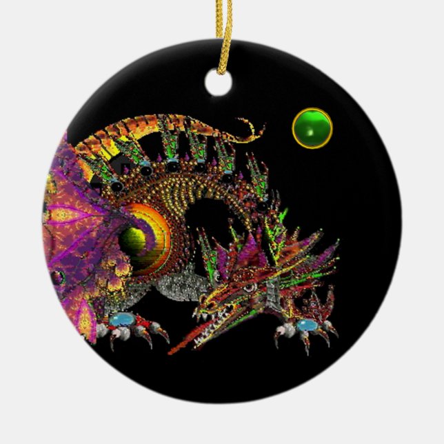 DRAGO Pink Green Emerald Monogram Keramikornament (Vorne)