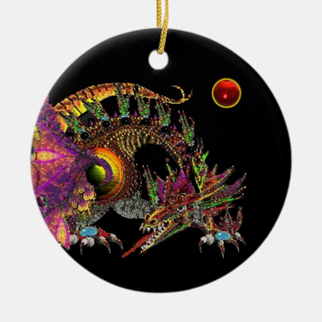 DRAGO Red Ruby Monogram Keramik Ornament (Vorne)