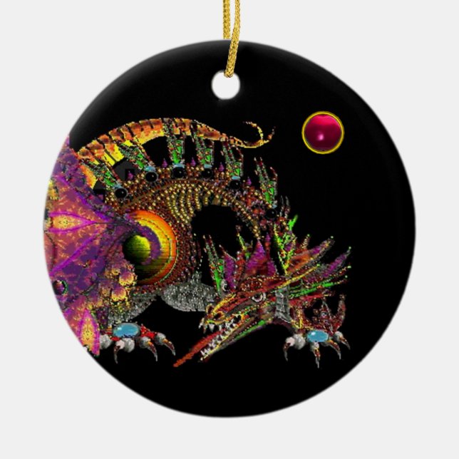 DRAGO Rosa Red Ruby Monogram Keramikornament (Vorne)