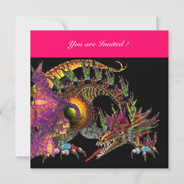 DRAGO violett lila schwarz rosa Einladung (Vorderseite)