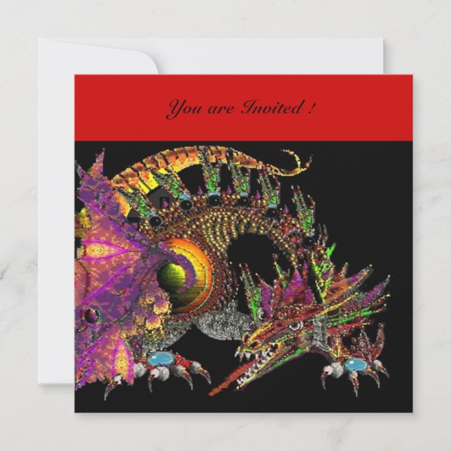 DRAGO violett lila schwarz rot Einladung (Vorderseite)