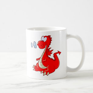 Dragon302 RED CARTOON DRAGON NIEDLICH HAPPY KIDS G Tasse
