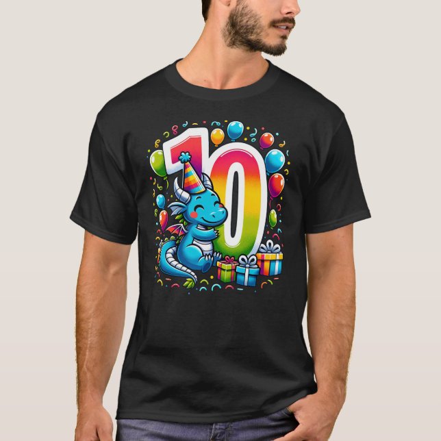 Dragon 10th birthday boy girl 10 years old tenth t T-Shirt (Vorderseite)