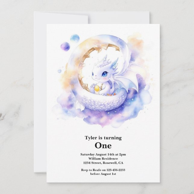 Dragon 1. Geburtstag Einladung (Vorderseite)