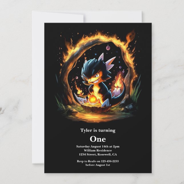 Dragon 1. Geburtstag Einladung (Vorderseite)