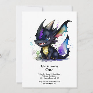 Dragon 1. Geburtstag Einladung