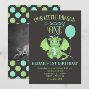 Dragon 1st Birthday Einladung mit optionalem Foto