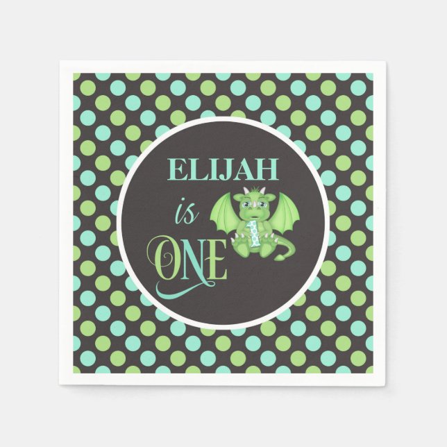 Dragon 1st Birthday Napkins - Personalisiert Serviette (Vorderseite)