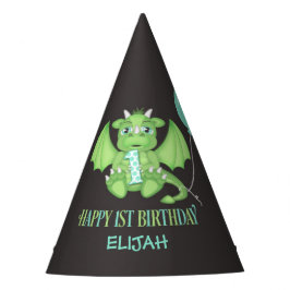 Dragon 1st Birthday Paper Party hat Personalisiert Partyhütchen