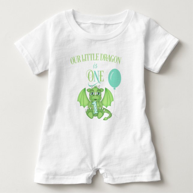 Dragon 1st Birthday Romper Baby Strampler (Vorderseite)