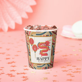 Dragon 2024 Gold Chinesischer Neujahrsfest Pappbecher