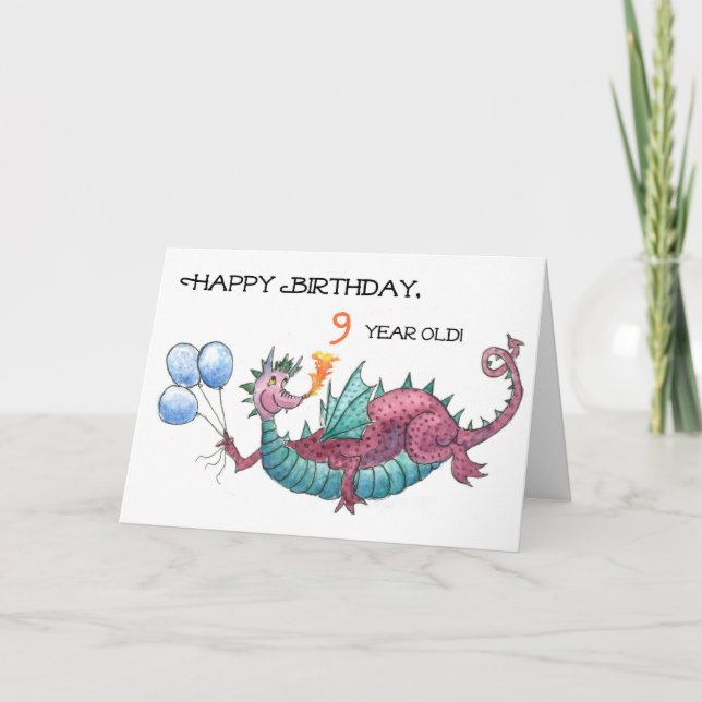 Dragon 9th Birthday Card Karte (Vorderseite)