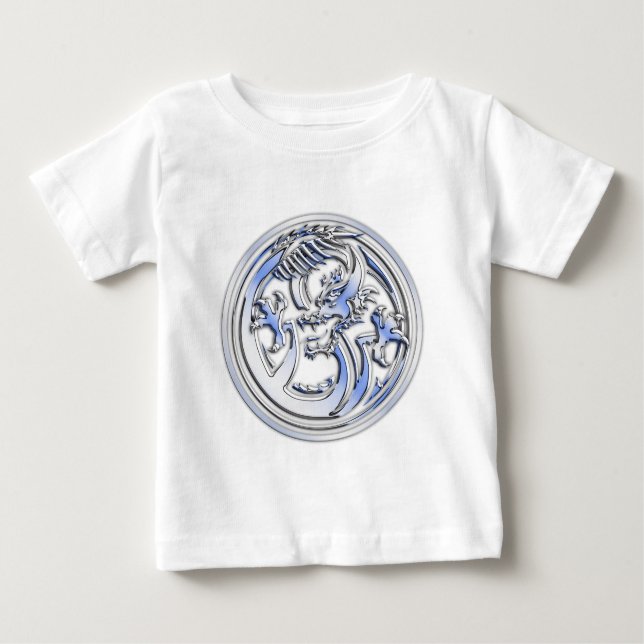 Dragon Abzeichen im Chrome-Stil auf Carbon Fibre P Baby T-shirt (Vorderseite)