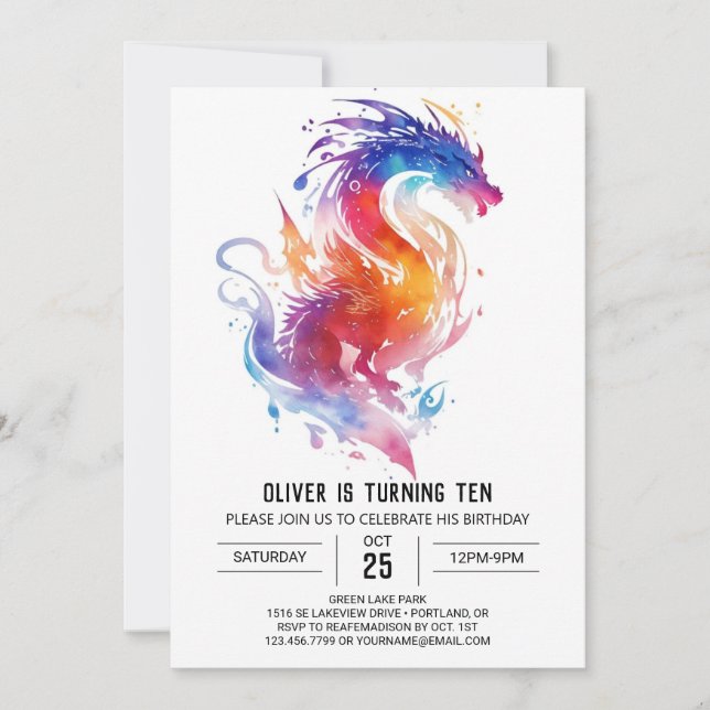 Dragon Adventure Enchanted Birthday Einladung (Vorderseite)