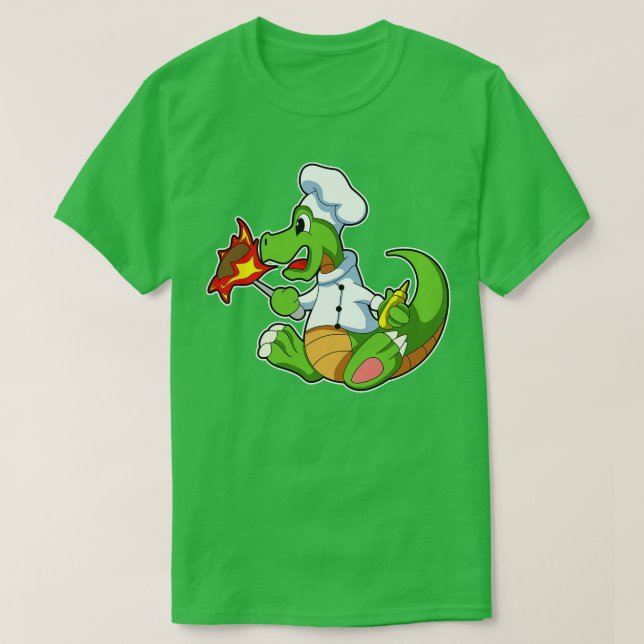 Dragon als Koch mit kochender Schürze T-Shirt (Design vorne)