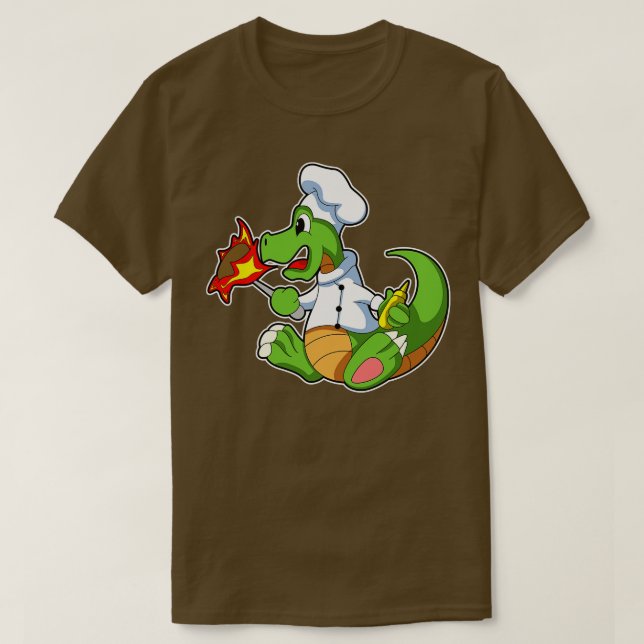 Dragon als Koch mit kochender Schürze T-Shirt (Design vorne)