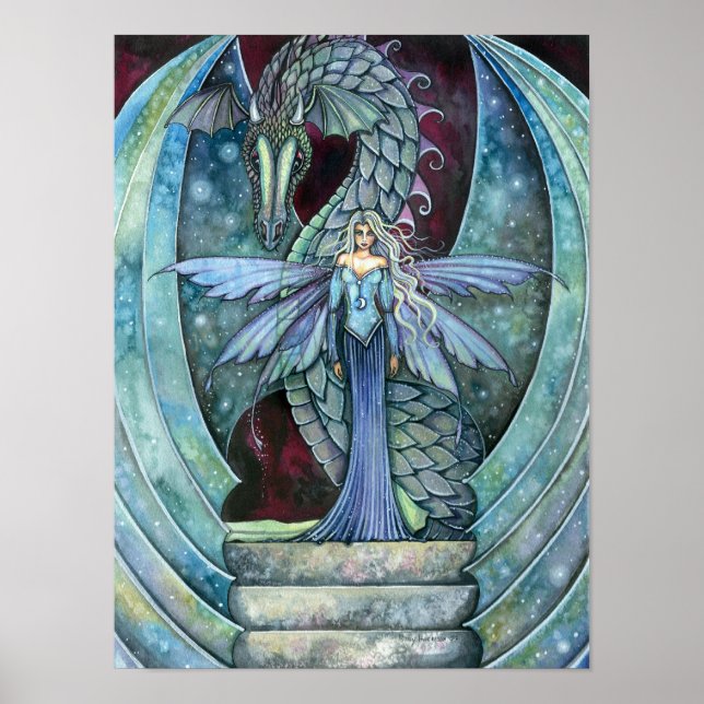 Dragon and Fairy Poster Print von Molly Harrison (Vorne)