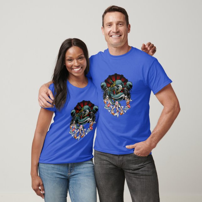 Dragon and Koi Fish Tattoo Design - Japanese Style T-Shirt (Unisex)