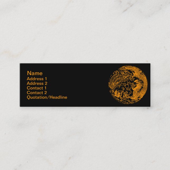 Dragon and Phoenix Business Card Mini Visitenkarte (Vorderseite)