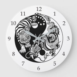 dragon and tiger yin yang symbol große wanduhr