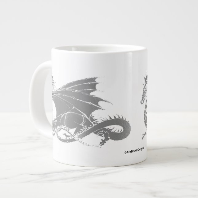 Dragon Art/Grau Jumbo-Tasse (Vorderseite Links)