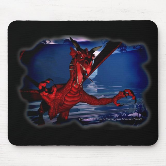 Dragon Attack 3D Fantasy Art Mousepad (Vorne)