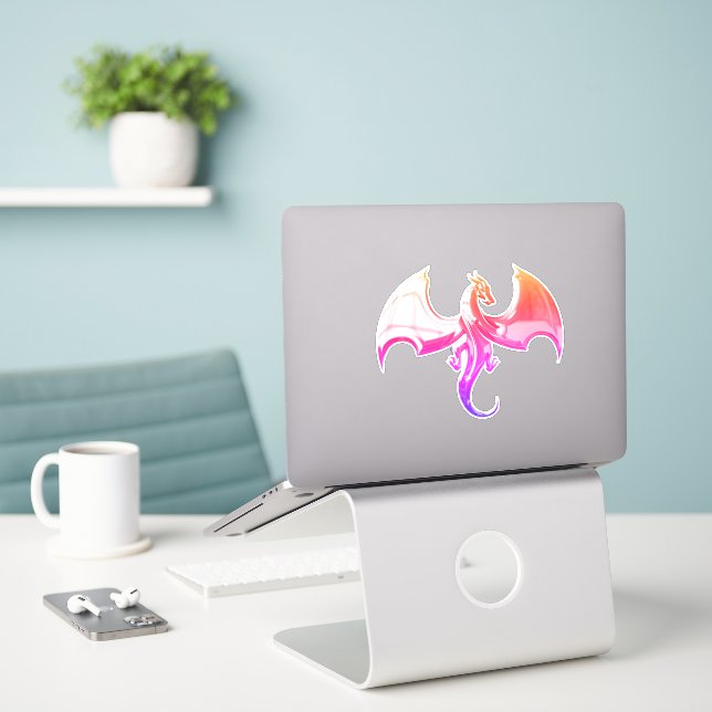 Dragon Aufkleber (Laptop auf Schreibtisch)